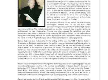 Bishop Emeritus Hugh Patrick Slattery MSC